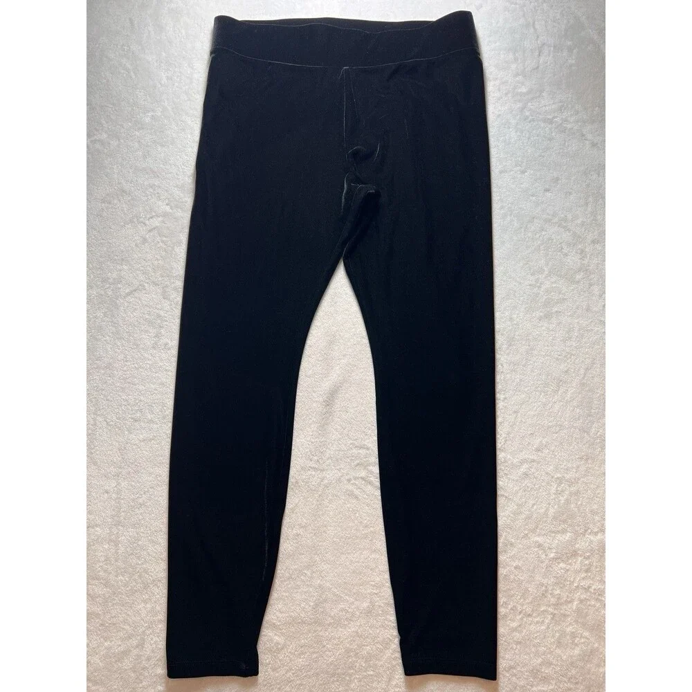 J.Crew Black Velvet Velour Leggings Women’s Large Stretch Pull On Pants